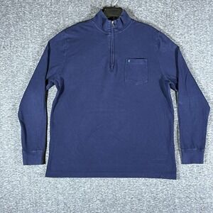 Criquet Pullover Long‎ Sleeve Blue 1/4 Quarter Zip Mens Size XL Organic Cotton